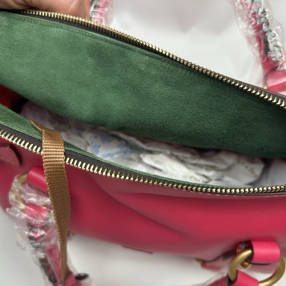 NWT Dooney Bourke 8L980 Small Florentine Leather Satchel Fuchsia Pink Purse Bag - Picture 10 of 16